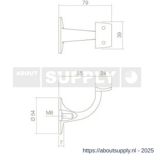 Intersteel Essentials 7300 leuninghouder kleine achterplaat hol zadel RVS - S26007784 - afbeelding 2