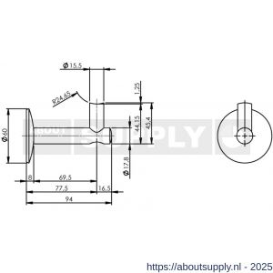 Intersteel 7300 leuninghouder hol zonder zadel RVS - S26003978 - afbeelding 2