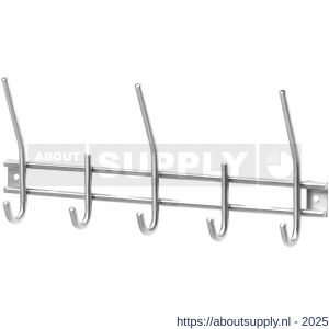 Intersteel Essentials 7380 garderobe rek 378x155 mm met 5 haken RVS - S26006187 - afbeelding 1