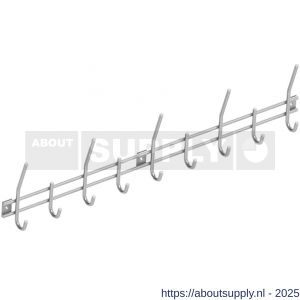 Intersteel Essentials 7380 garderobe rek 700x160 mm met 9 haken RVS - S26006188 - afbeelding 1