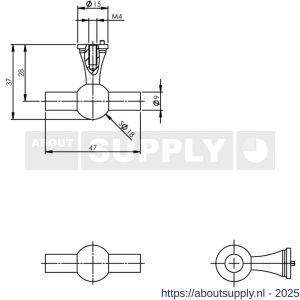 Intersteel Essentials 8510 meubelknop T-vorm conisch RVS - S26007864 - afbeelding 2
