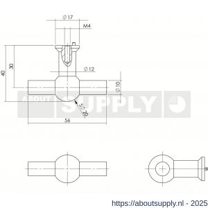 Intersteel Living 8510 meubelknop T-vorm recht 20 mm RVS - S26007866 - afbeelding 2