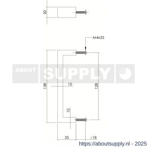 Intersteel Living 8927 meubelgreep rechthoek 20x10x128 mm RVS - S26004528 - afbeelding 2
