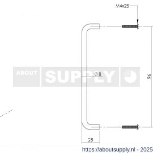 Intersteel Essentials 8976 draadgreep 897661 diameter 8x96 mm RVS - S26007805 - afbeelding 2