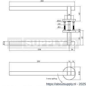 Intersteel 0718 deurkruk Shiraat by Grand en Johnson op rozet éénzijdig verdekt links diameter 55x8 mm PVD koper mat - S26011178 - afbeelding 2