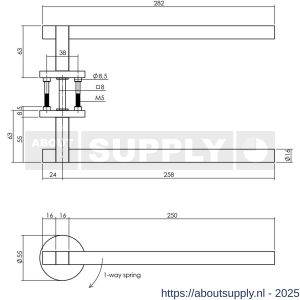 Intersteel 0719 deurkruk Shiraat by Grand en Johnson op rozet éénzijdig verdekt rechts diameter 55x8 mm PVD koper mat - S26011179 - afbeelding 2
