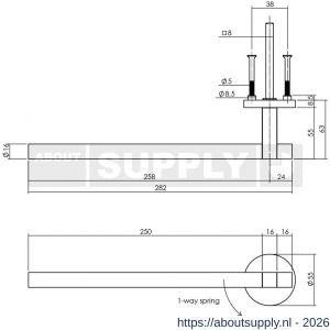 Intersteel 0719 deurkruk gatdeel links Shiraat by Grand en Johnson op rozet verdekt diameter 55x8 mm PVD koper mat - S26011308 - afbeelding 2