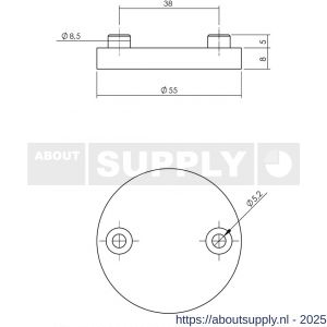 Intersteel 3175 afdekrozet diameter 55x8 mm PVD koper mat - S26011336 - afbeelding 2
