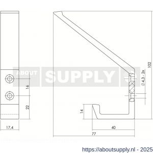 Intersteel Living 6910 kapstokhaak met verticale schroefgaten aluminium - S26003917 - afbeelding 2