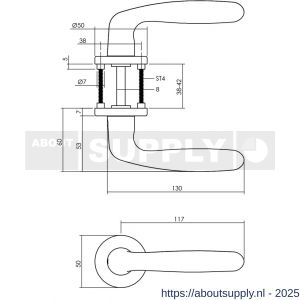 Intersteel Living 0072 deurkruk Sigaar met rozet verdekt diameter 50x7 mm met nokken aluminium F1 - S26001623 - afbeelding 2