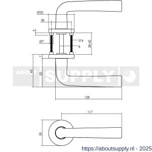 Intersteel 0074 deurkruk Conisch met rozet verdekt diameter 50x7 mm met nokken aluminium F1 - S26001626 - afbeelding 2