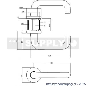 Intersteel Living 0077 deurkruk Rond met rozet verdekt diameter 50x7 mm met nokken aluminium F1 - S26001629 - afbeelding 2