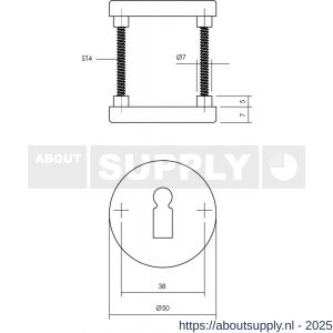 Intersteel Living 3090 sleutelrozetten verdekt diameter 50x7 mm met nokken aluminium F1 - S26011137 - afbeelding 2