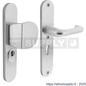 Intersteel Living 3796 SKG3 veiligheidsbeslag ovaal 250x50 mm greep-kruk Rond met veerconstructie profielcilindergat 55 mm met kerntrekbeveiliging aluminium F1 - S26008846 - afbeelding 1