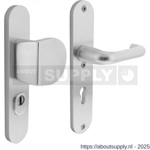 Intersteel Living 3796 SKG3 veiligheidsbeslag ovaal 250x50 mm greep-kruk Rond met veerconstructie profielcilindergat 72 mm met kerntrekbeveiliging aluminium F1 - S26008847 - afbeelding 1