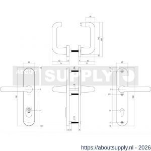 Intersteel Living 3797 SKG3 veiligheidsbeslag ovaal 250x50 mm kruk-kruk Rond met veerconstructie profielcilindergat 72 mm met kerntrekbeveiliging aluminium F1 - S26008849 - afbeelding 2