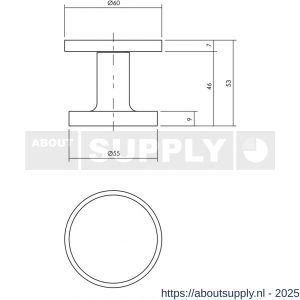 Intersteel Living 3929 voordeurknop plat diameter 55 mm op achterplaat diameter 60 mm éénzijdige montage aluminium F1 - S26008852 - afbeelding 2