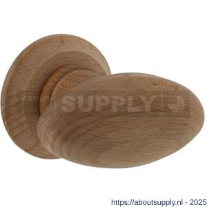 Intersteel Living 1847 knopkruk ovaal glad met ronde rozet beukenhout - S26010052 - afbeelding 1