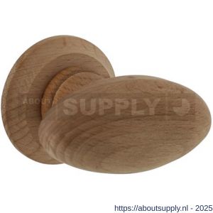 Intersteel 1847 deurkruk gatdeel knopkruk ovaal glad met ronde rozet beukenhout - S26010487 - afbeelding 1
