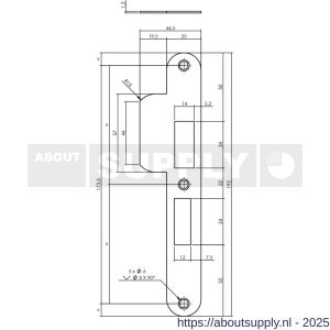 Intersteel Essentials 9508 sluitplaat 192x25x1,5 mm voor PC55 SKG sluitkom 950803 DIN rechts RVS - S26008893 - afbeelding 2