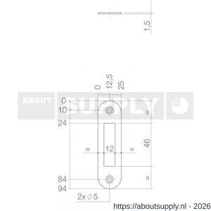 Intersteel 9509 sluitplaat 94x25x1,5 mm voor nachtschoot afgerond RVS - S26006923 - afbeelding 2