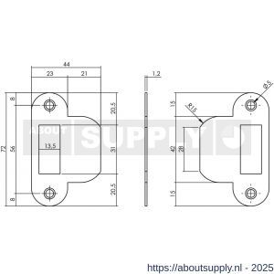 Intersteel 9509 sluitplaat voor loopslot voor woningbouwsloten afgerond met korte lip RVS - S26008900 - afbeelding 1