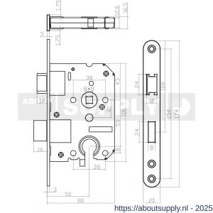 Intersteel Essentials 9542 woningbouw cilinder dag- en nachtslot 55 mm voorplaat afgerond RVS 20x174 mm doorn 50 mm met sluitplaat - S26007082 - afbeelding 2