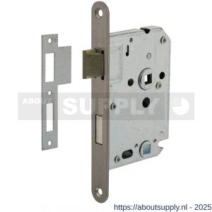 Intersteel Essentials 9542 woningbouw badkamer-toilet slot 63/8 mm voorplaat afgerond RVS 20x174 mm doorn 50 mm met sluitplaat - S26007083 - afbeelding 1