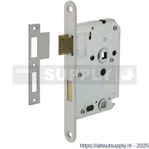 Intersteel 9544 woningbouw badkamer-toilet slot 63/8 mm voorplaat afgerond wit gelakt 20x174 mm doorn 50 mm met sluitplaat Industrieverpakking - S26008915 - afbeelding 1