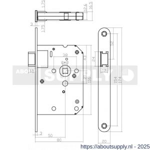 Intersteel Living 9547 woningbouw loopslot voorplaat afgerond zwart gelakt 20x174 mm doorn 50 mm met sluitplaat - S26008916 - afbeelding 2