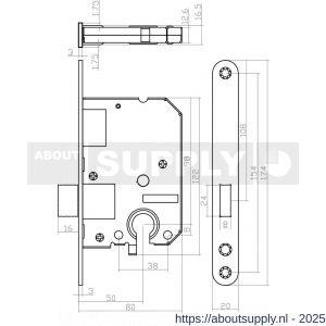 Intersteel Living 9548 woningbouw cilinder kastslot 55 mm voorplaat afgerond zwart gelakt 20x174 mm doorn 50 mm met sluitplaat - S26008921 - afbeelding 2