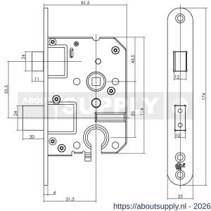 Intersteel Essentials 9551 SKG2 Veiligheidscilinderslot 55 mm RVS voorplaat afgerond 25x174 mm - S26008923 - afbeelding 2