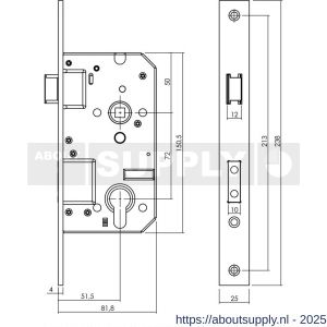 Intersteel Essentials 9554 SKG2 veiligheidscilinderslot 72 mm RVS voorplaat rechthoekig 25x238 mm - S26008926 - afbeelding 2