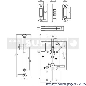 Intersteel 9571 woningbouw magneet cilinder dag- en nachtslot 55 mm voorplaat afgerond RVS 20x174 mm doorn 50 mm met sluitplaat-kom industrieverpakking - S26008933 - afbeelding 2