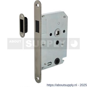 Intersteel 9571 woningbouw magneet badkamer-toilet slot 63/8 mm voorplaat afgerond RVS 20x174 mm doorn 50 mm met sluitplaat-kom industrieverpakking - S26008934 - afbeelding 1