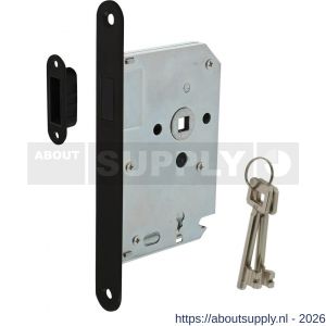 Intersteel Essentials 9572 woningbouw magneet klavier dag- en nachtslot 55 mm voorplaat afgerond zwart 20x174 mm doorn 50 mm met sluitplaat-kom en 2 sleutels - S26008936 - afbeelding 1