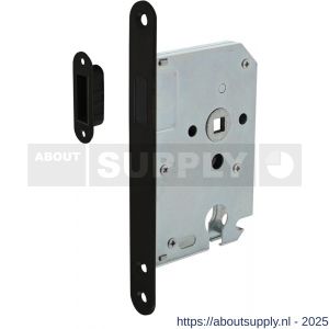Intersteel Essentials 9572 woningbouw magneet cilinder dag- en nachtslot 55 mm voorplaat afgerond zwart 20x174 mm doorn 50 mm met sluitplaat-kom - S26008937 - afbeelding 1