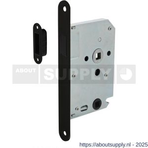 Intersteel Essentials 9572 woningbouw magneet badkamer-toilet slot 63/8 mm voorplaat afgerond zwart 20x174 mm doorn 50 mm met sluitplaat-kom - S26008938 - afbeelding 1