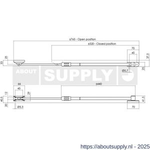 Intersteel 5671 telescopische uitzetter voor buitendraaiend raam en deur extra zwaar 520 mm grijs - S26003841 - afbeelding 2