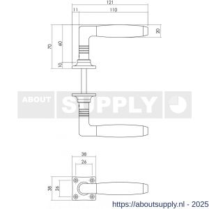 Intersteel 0378 deurkruk Ton Basic met rozet 38x38x6 mm nikkel-ebbenhout - S26008983 - afbeelding 2