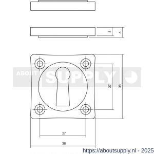 Intersteel 3183 sleutelrozetten Basic 38x38x5 mm nikkel - S26011387 - afbeelding 1