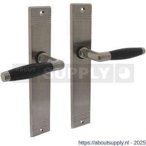 Intersteel 0238 deurkruk Ton Basic met schild rechthoekig met rillen 235x43 mm blind nikkel mat-ebbenhout - S26010516 - afbeelding 1