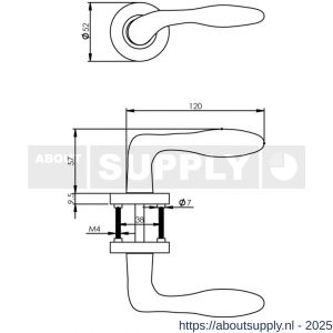 Intersteel 1695 deurkruk George op rozet verdekt diameter 52x10 mm met nokken nikkel mat - S26007095 - afbeelding 2
