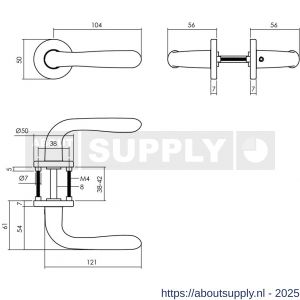 Intersteel 0053 deurkruk Merredin met rozet verdekt diameter 50x7 mm met nokken zwart - S26010520 - afbeelding 2