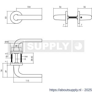 Intersteel 0054 deurkruk Eucla met rozet verdekt diameter 50x7 mm met nokken zwart - S26010521 - afbeelding 2