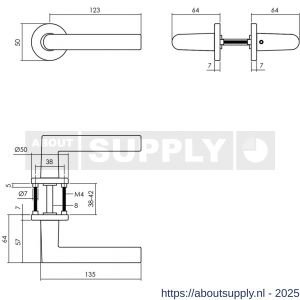 Intersteel 0055 deurkruk Broome met rozet verdekt diameter 50x7 mm met nokken zwart - S26010522 - afbeelding 2
