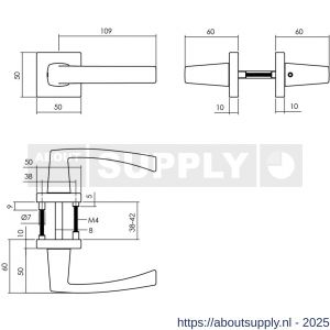 Intersteel 0057 deurkruk Moora met rozet verdekt 50x50x10 mm met nokken zwart - S26010524 - afbeelding 2