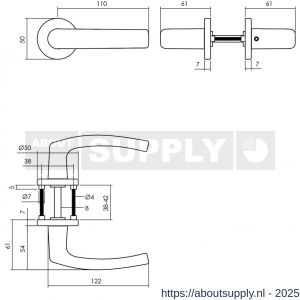Intersteel 0060 deurkruk Denham met rozet verdekt diameter 50x7 mm met nokken zwart - S26010527 - afbeelding 2