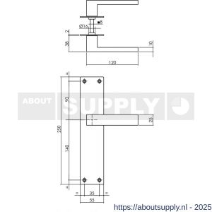Intersteel 0571 deurkruk Amsterdam met schild rechthoekig 250x55x2 mm blind structuur zwart - S26007100 - afbeelding 2