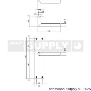 Intersteel 0583 deurkruk Jura met schild rechthoekig 250x55x2 mm blind structuur zwart - S26007106 - afbeelding 2
